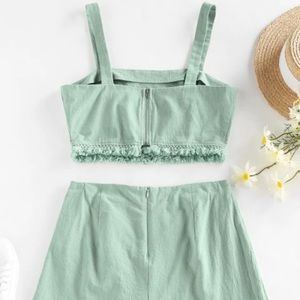 ZAFUL Frayed Back Zip Overlap Shorts Set